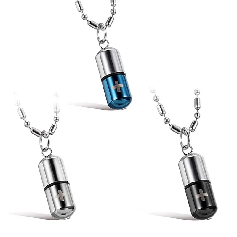 

Stainless Steel Necklace And Pill Pendant Necklace And Cross Hip Hop Fashionable Perfume Bottle 2021 Trend Chain Free Shipping