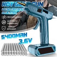 5400mah cordless hot melt glue gun with 2050100pc glue sticks copper nozzle rechargeable hot glue gun diy craft repair tool