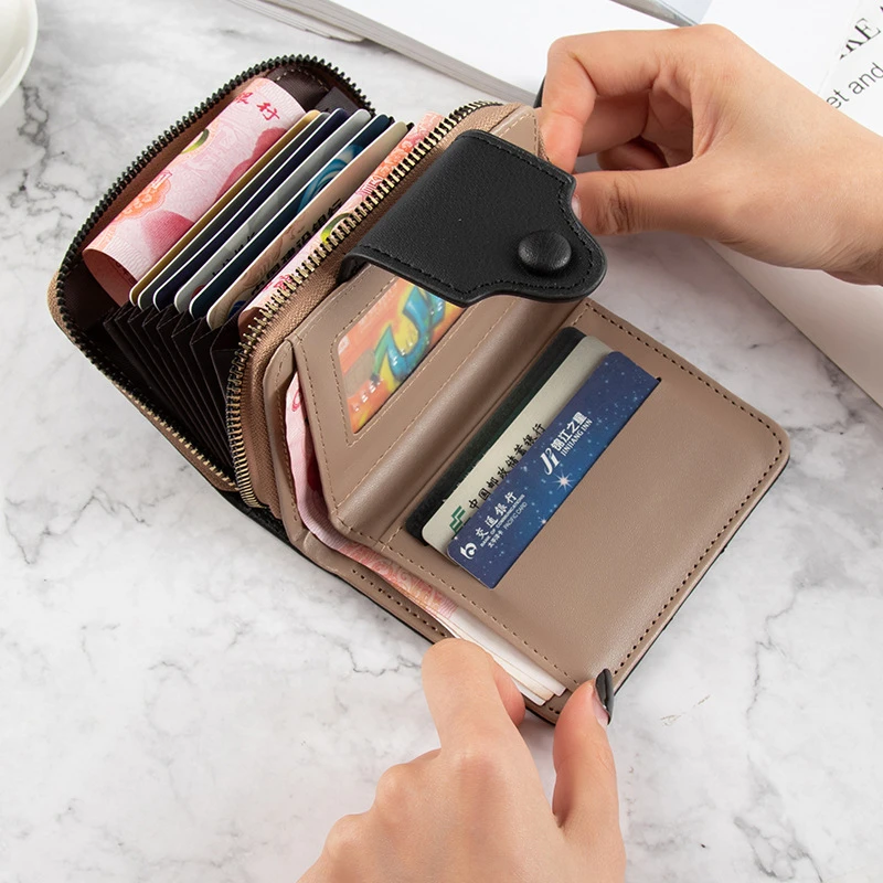 ANTI RFID кошелек для женщин из искусственной кожи коричневого