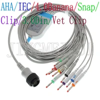 compatible with kanz pc 104cardioline ecg ekg 10 lead cable with 3 0din4 0bananasnapclipanimal vet alligator clip leadwire
