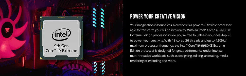 Процессор Intel Core i9-9980XE Extreme Edition 18 ядер до 4,4 ГГц Turbo разблокированные LGA2066 X299 серии 165 Вт процессоры(999AD1