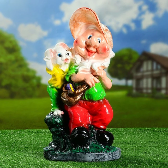 Садовая фигура &quotГном с зайцем&quot разноцветный 53 см | Дом и - Цена: 1478.71