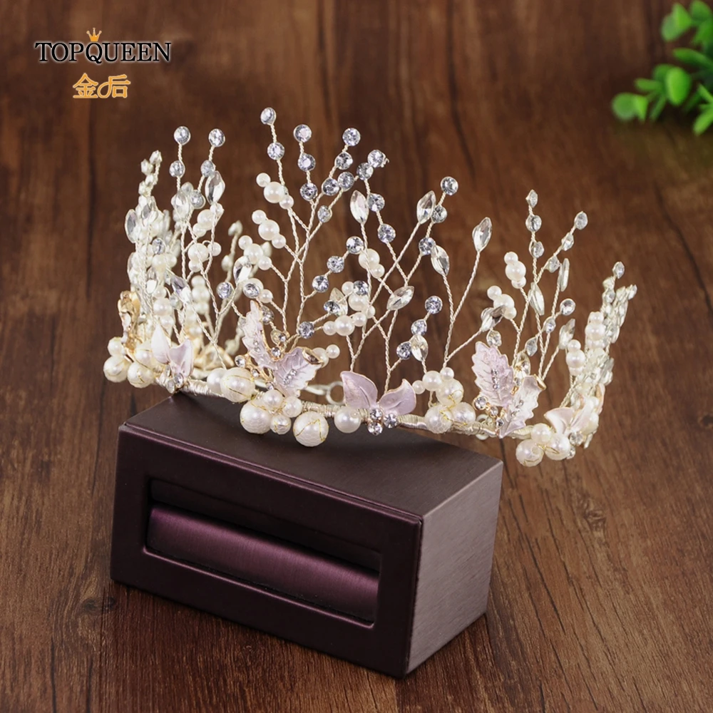 TOPQUEEN два цвета ручная работа перламутровые стразы свадебная тиара Свадебные