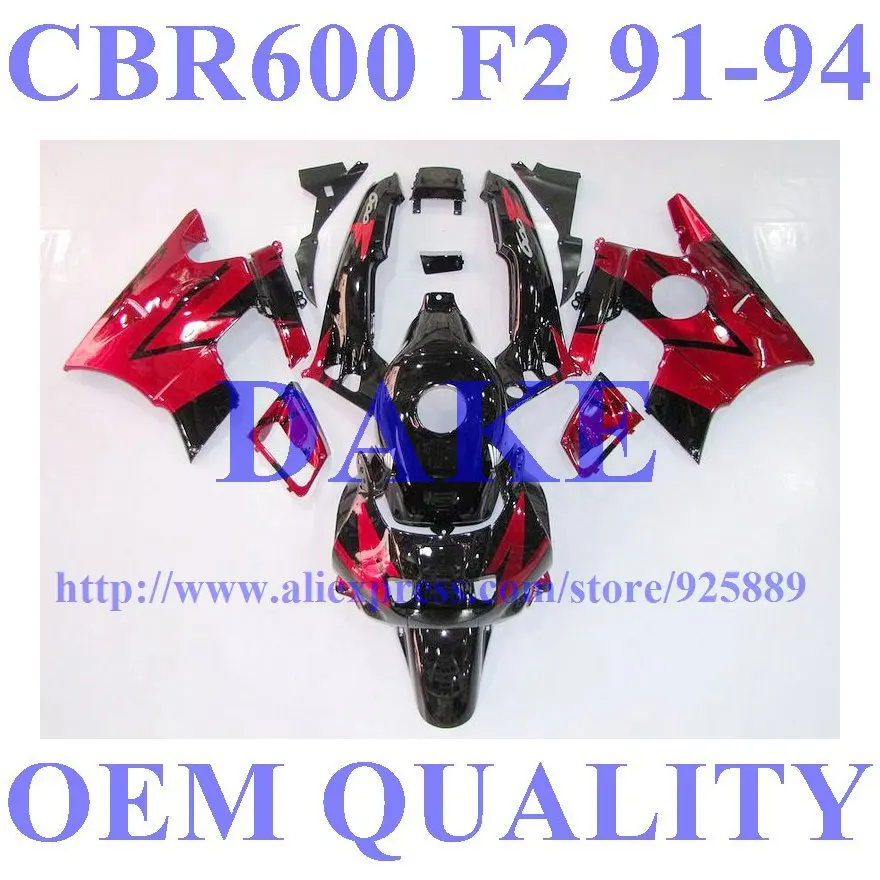 Топ на бретелях + черный красный Обтекатели для HONDA CBR600 F2 91 92 93 94 CBR600F2 1991 1992 1993 1994 CBR