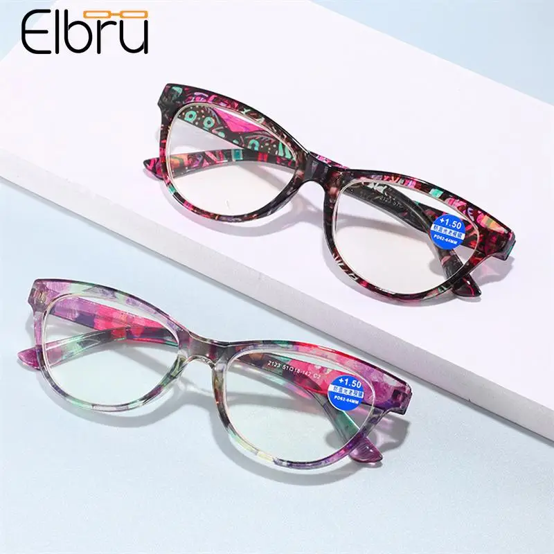 

Elbru Fashion Cat's eye Frame Anti-blue light Reading Glasses High Definition Comfortable Presbyopic Glasses +1.0 to +4.0