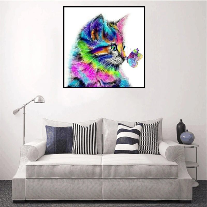 

Diamond 5D DIY Diamond Painting "Cat Butterfly" 3D Embroidery Cross Stitch 5D Rhinestone Picture Home Decoration Handmade Gifts