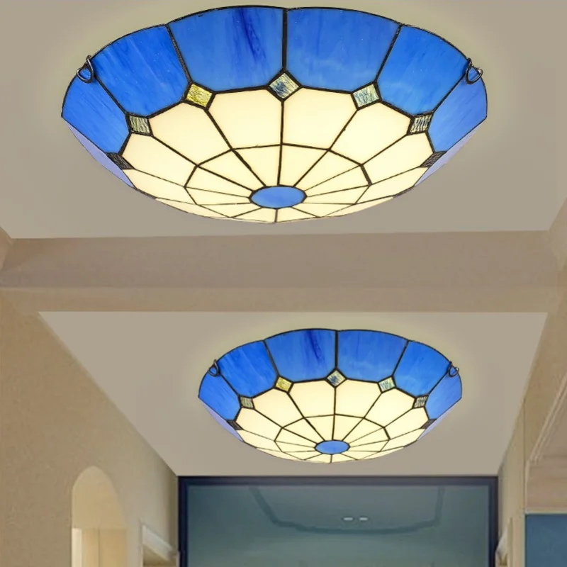 Потолочная лампа Тиффани Европейская гостиная ресторан витражное стекло
