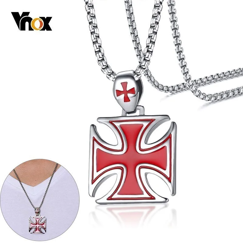 Vnox Casual Maltese Cross Pendants for Men Stainless Steel Malta Necklaces with 24" Box Chain | Украшения и аксессуары