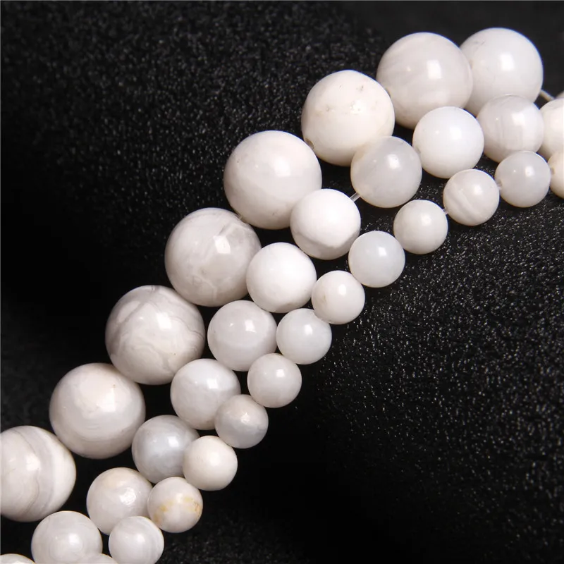 Бусины из натурального камня белые бусины сумасшедшего агата круглые