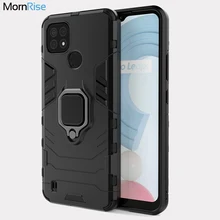 For OPPO Realme C21 Case Hybrid Rugged Armor Kickstand With Metal Finger Ring Shock Proof Cover For Realmi C21 Phone Cases