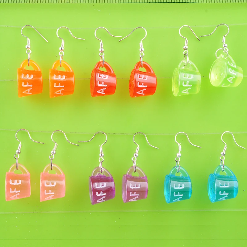 Модные серьги из смолы кофейной чашки кофейные кружки серебристого цвета