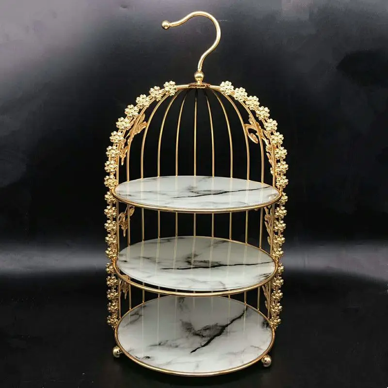 

Dessert table decoration cold meal tea break table display stand bird cage afternoon tea snack rack cake stand