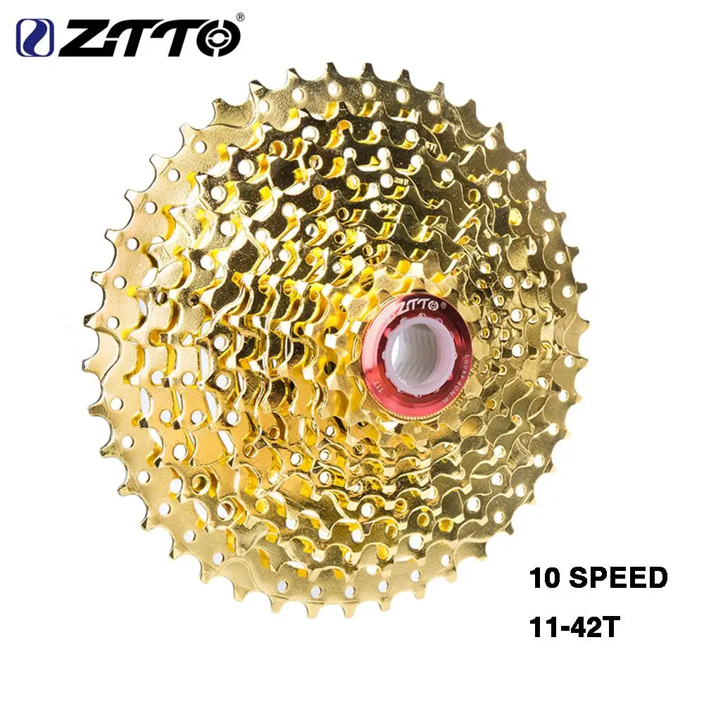 

10S 11-42T Cassette Gold 10 Speed Freewheel Aluminium Steel MTB Mountain Bike Bicycle Steel Golden Sprockets Bike Parts