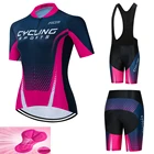 Комплект одежды TELEYI для девочек, велосипедная одежда, летние женские шорты с коротким рукавом и нагрудником, Быстросохнущий Женский комплект для горных велосипедов