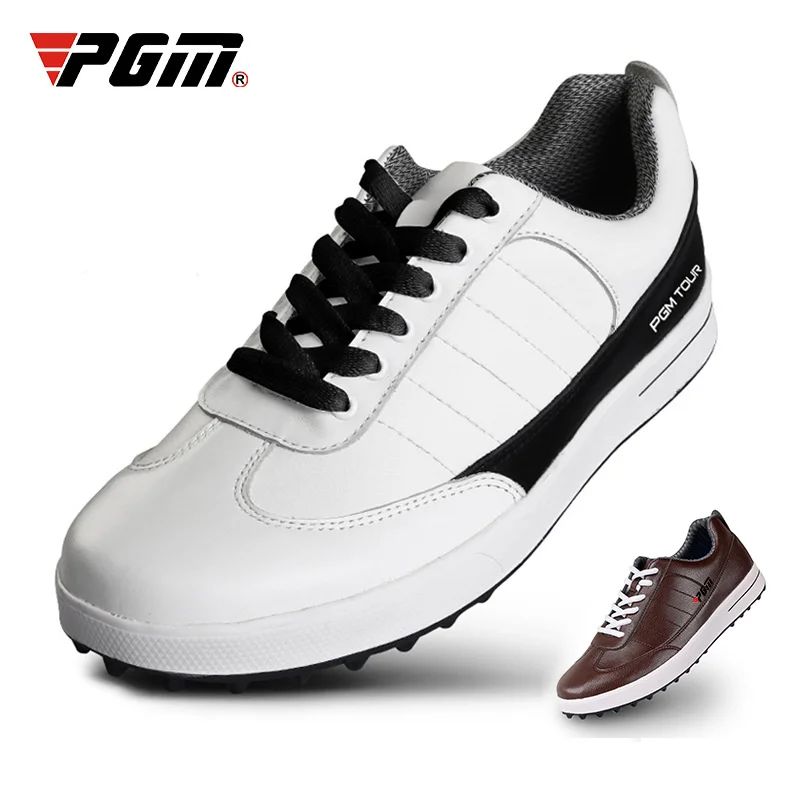 

PGM Genuine Leather Spikeless Golf Shoes Men Waterproof Breathable Slip Resistant Sports Sneakers Outdoor Golf Trainers XZ037