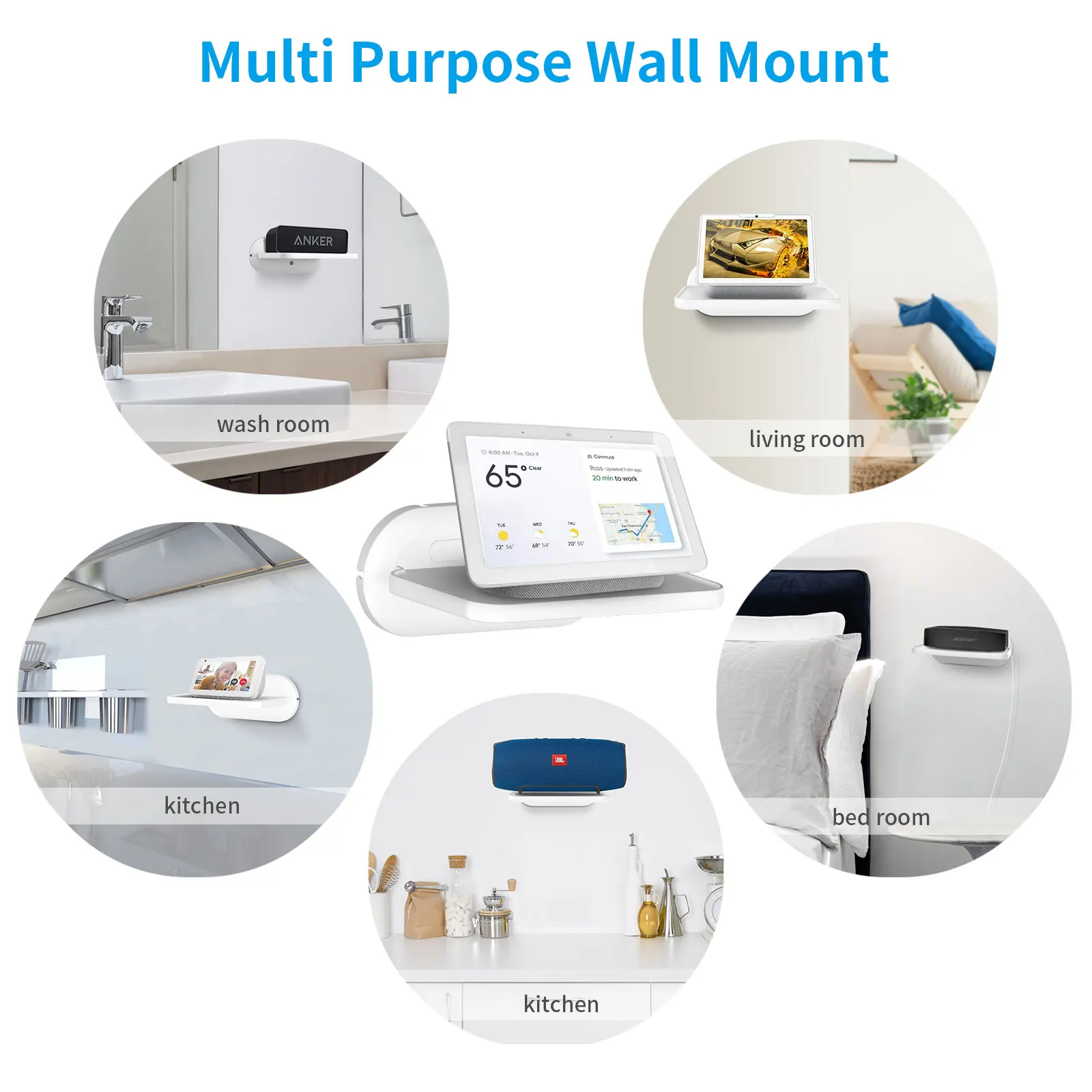 SOKUSIN Wall Bracket For Alexa Echo Show 8 1st 2nd Google Nest Hub Mount Built-in Cable Management Smart Voice Assistant | Электроника