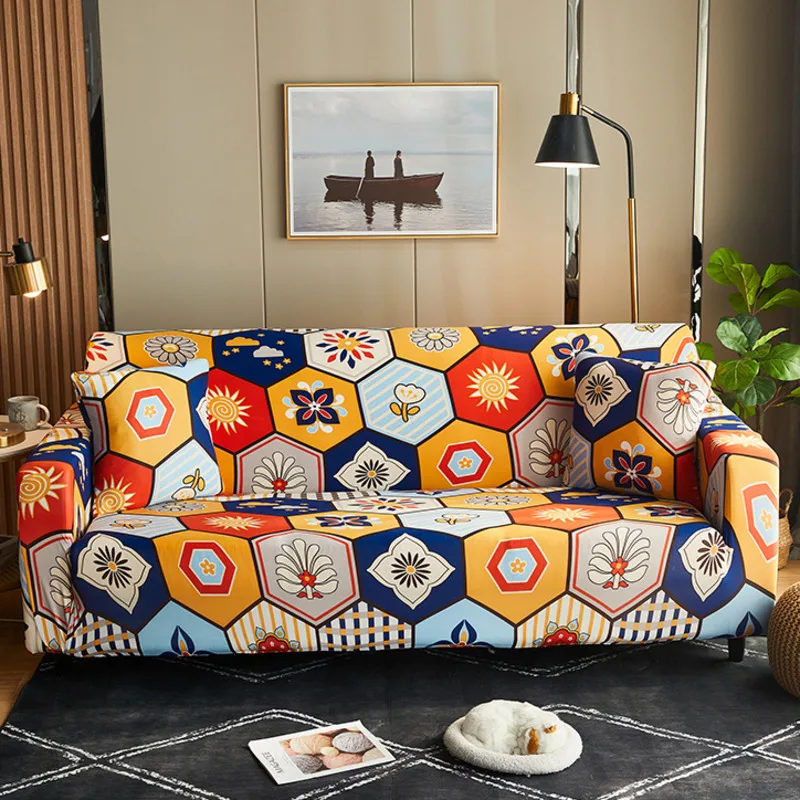 

Bohemia Print Sofa-slipcover Plaid Tight Wrap 4 Season All-inclusive Elastic Floral Sofa Towel Corner Couch Cover 1/2/3/4-seater