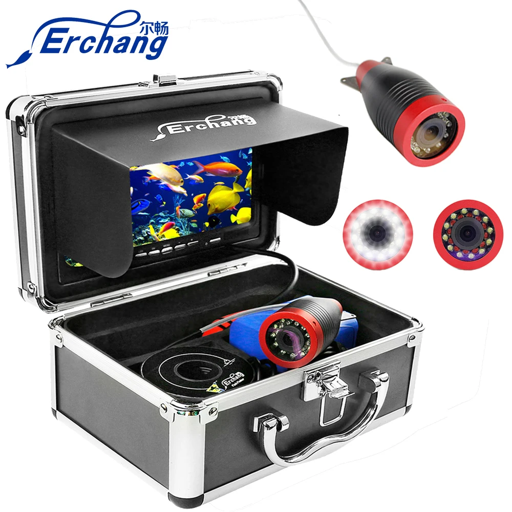 камера подводная съёмка Erchang 1000TVL 7-дюймовый экран 24 шт Led 15/30 м кабель зимняя