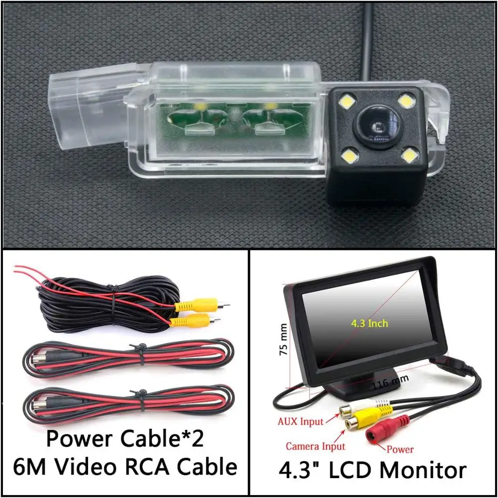Cam Add 4.3 inch LCD 4 Светодиодный свет камера заднего вида для Volkswagen VW golf 5 golf V golf MK5 golf 7 golf 6 Passat CC автомобильный парковочный ЖК-зеркальный монитор - Название цвета: Cam Add 4.3 inch LCD