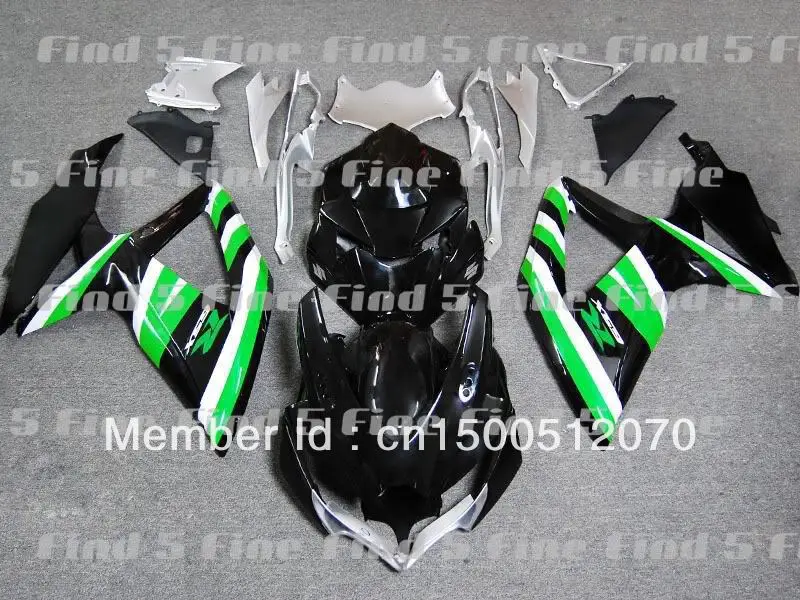 

green black white body for SUZUKI GSXR600 GSXR750 08 09 10 GSX-R600 GSX-R750 08-10 GSXR 600 750 2008 2009 2010 2008-2010 fairing
