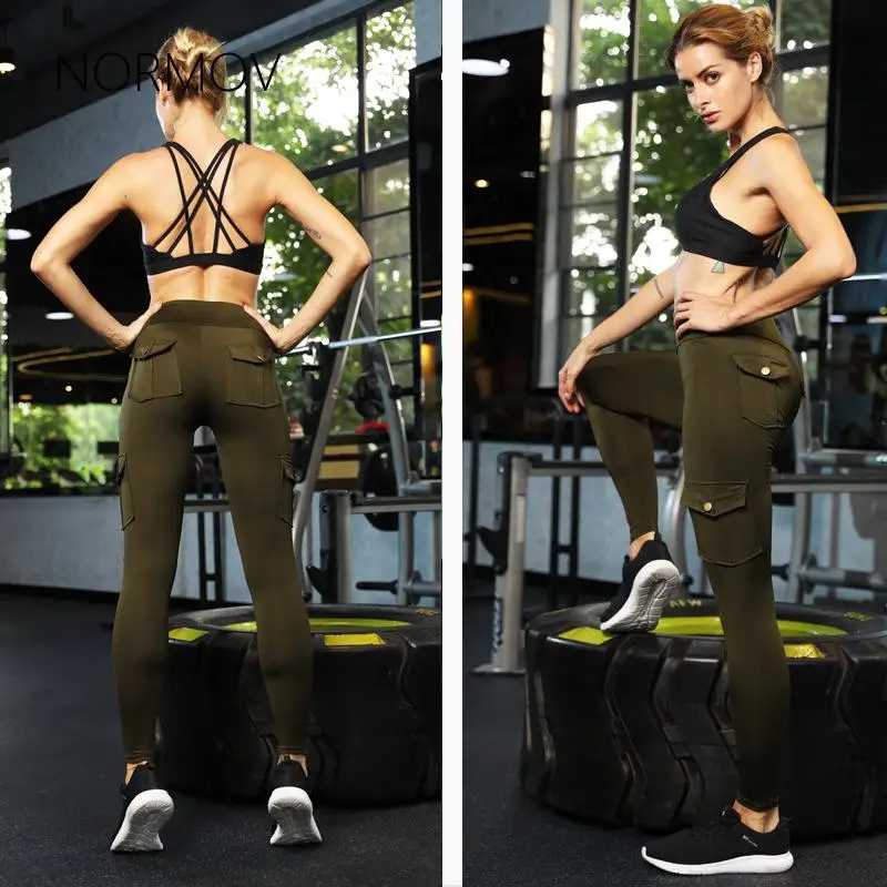 

NORMOV 2 Pcs Sexy Print Suit Women Leggings Seamless High Waist Workout Pants Hip Lift Athletic Slim Elasticity Leggings Suit