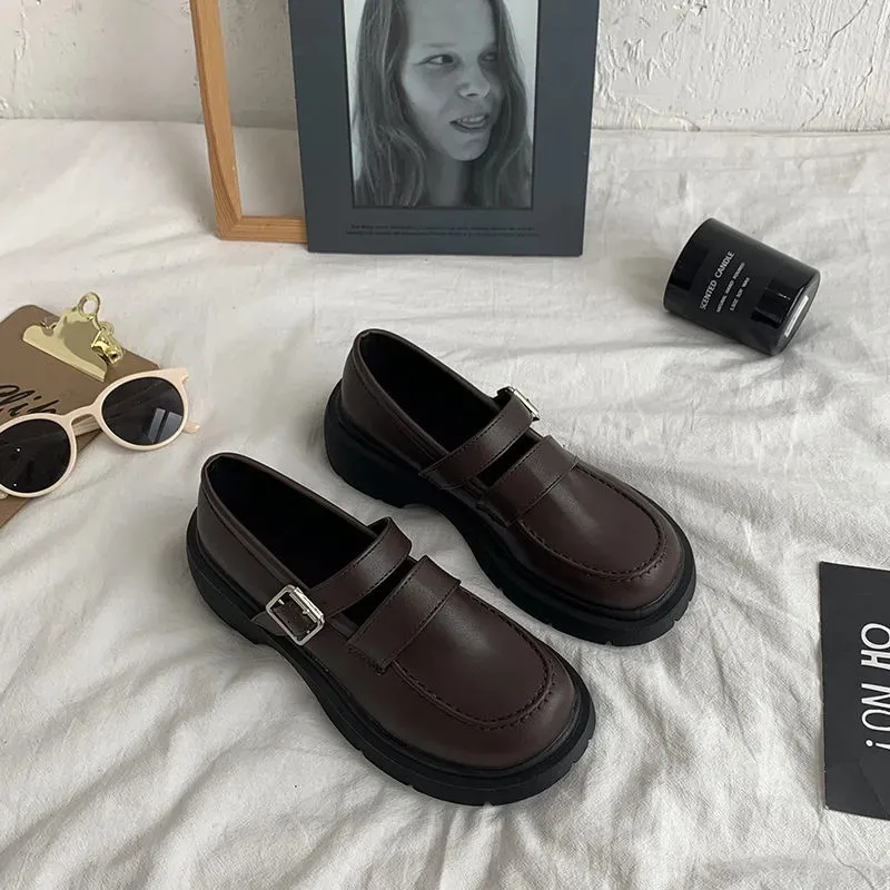 Туфли-оксфорды женские на танкетке готические кожаные лоферы без застежки