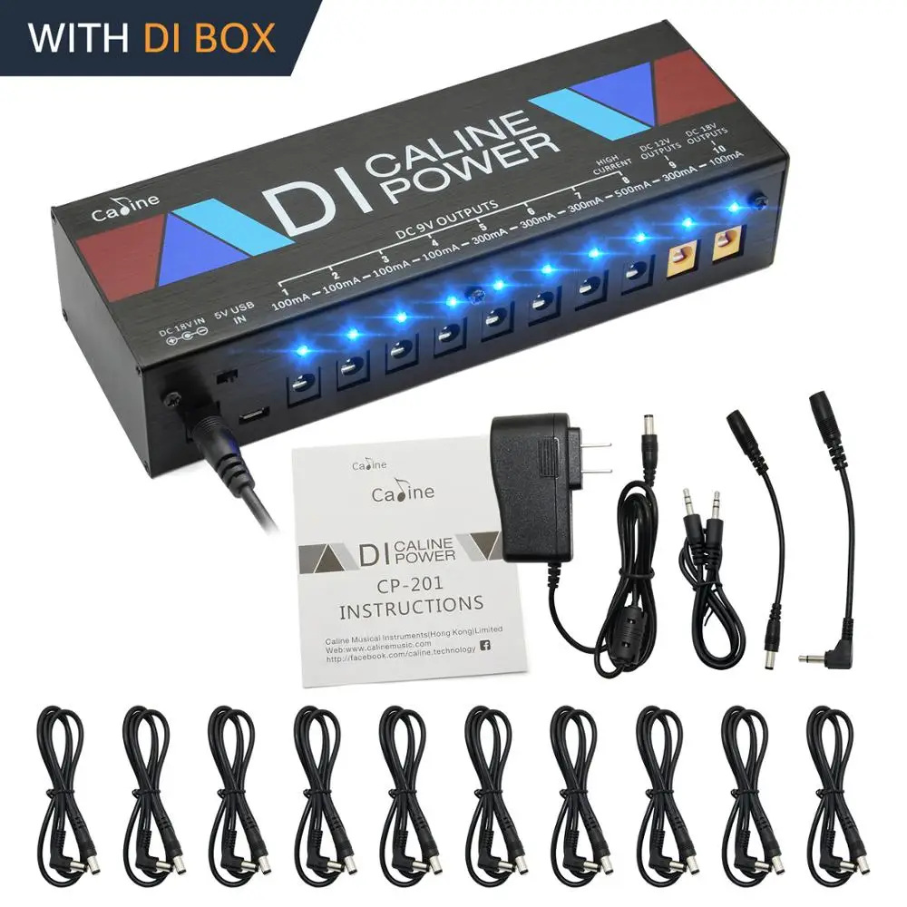 Блок питания Caline CP 201 DI Box AC 110 240 в 18 Вт 10 выходов|Детали и аксессуары для гитар| |