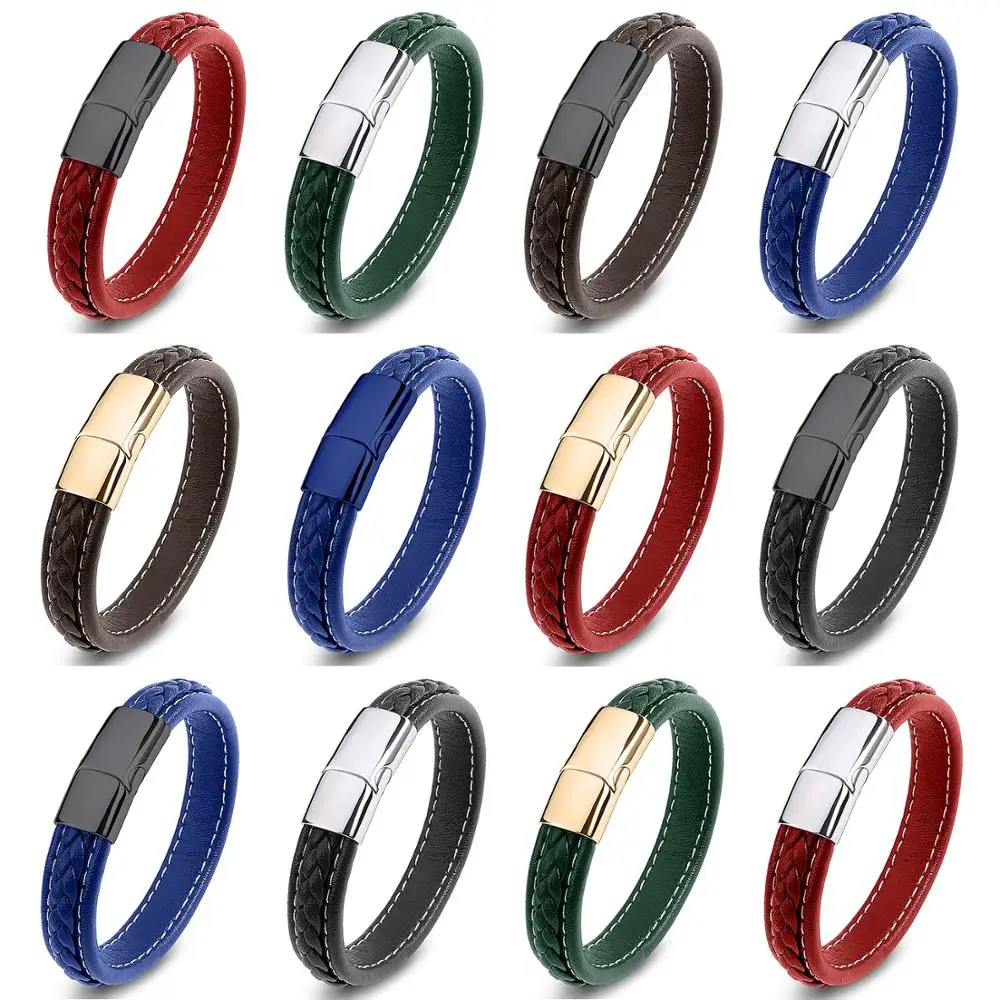 Мужской плетеный кожаный браслет MOZO модный ручной работы из нержавеющей стали с