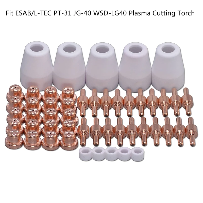 

50Pcs L-TEC PT-31 JG-40 WSD-LG40 Plasma Electrode Tip Nozzle Fit CUT 50D 50 CUT 40 40D CT-312 Plasma Cutter