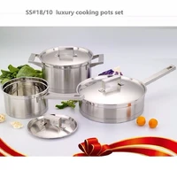 ss1810 stainless steel cooking pot and pan set soup pot kitchenware cookware thickening luxury gift