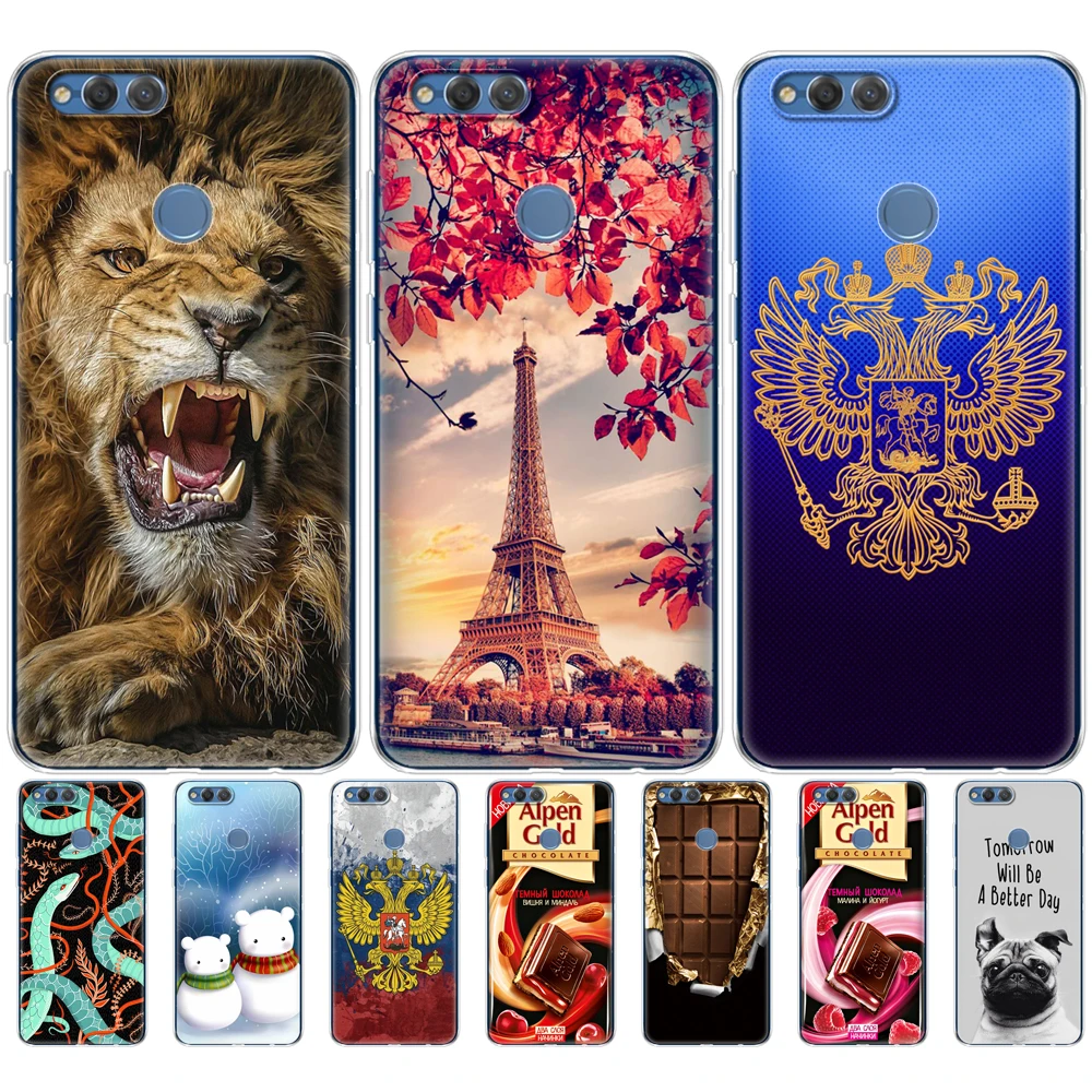 Силиконовый чехол для huawei honor 7X бампер мягкий из ТПУ задней панели телефона