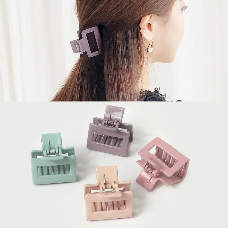 

Simple Square Geometric Frosted Hair Claws Clamps Acetate Hairpins Women Hollow Out Ponytail Clips Makeup Styling Tools Headwear