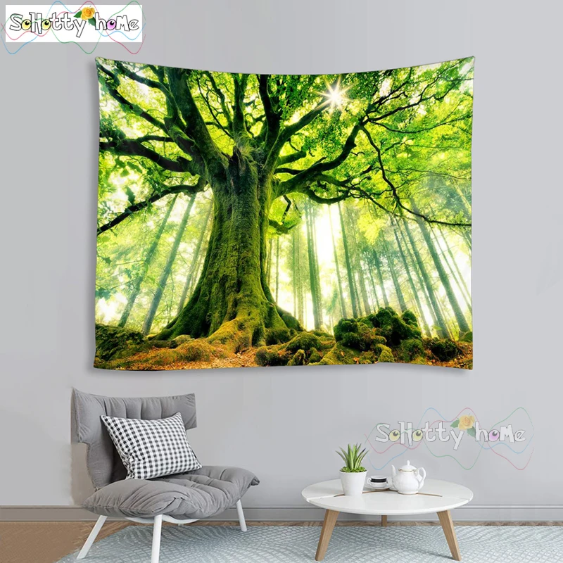 

Wall Hanging Tapestry Decorative Beautiful Natural Forest Bohemian Macrame Wall Art Blanket Home Decor Bedroom Sheets Yoga Mat