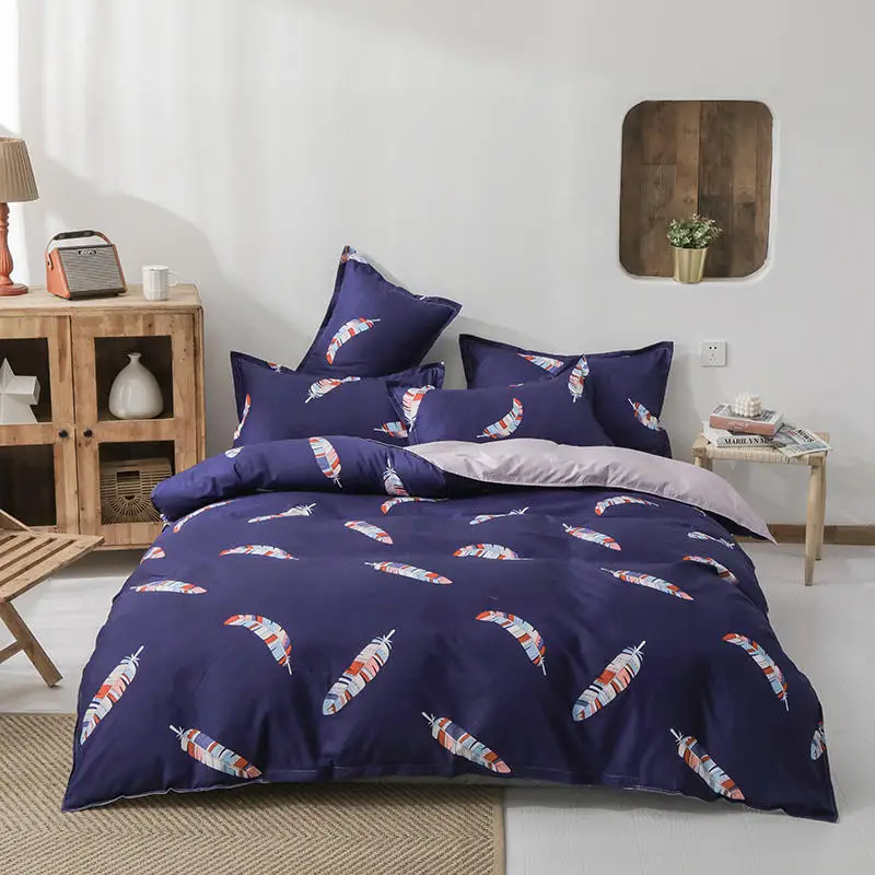 

Yaapeet 3/4pcs Feather Printed Bedding Set Bedroom Jacquard Bedding Linens Elegant Breathable Pillowcase & Duvet Cover Sets