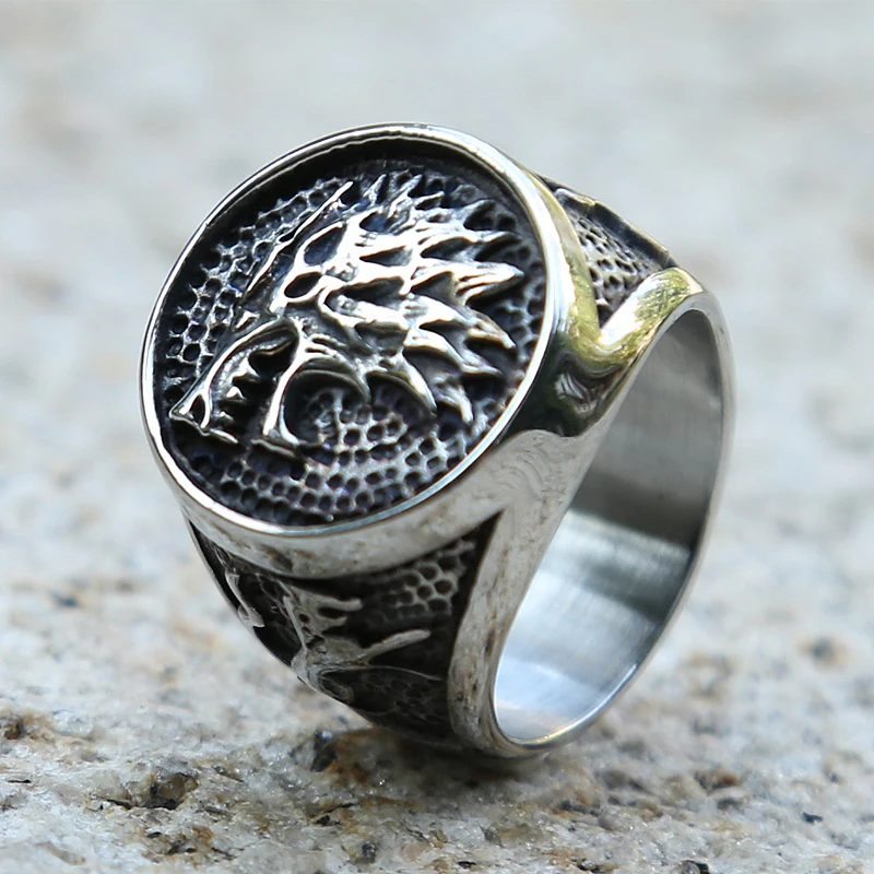 Уникальные серебряные Цвет нержавеющая сталь Викинг Волк кольцо для мужчин