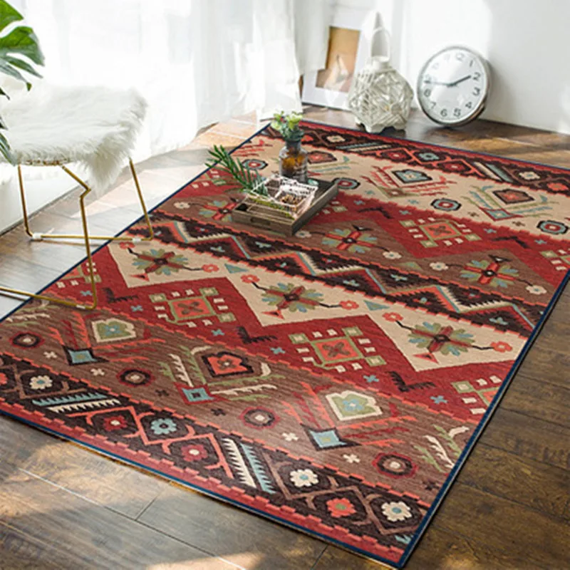 

Retro Bohemian Rug Living Room Rectangular Rug Persian Style Rectangular Rug Soft Non-Slip Bedroom Felt Pad