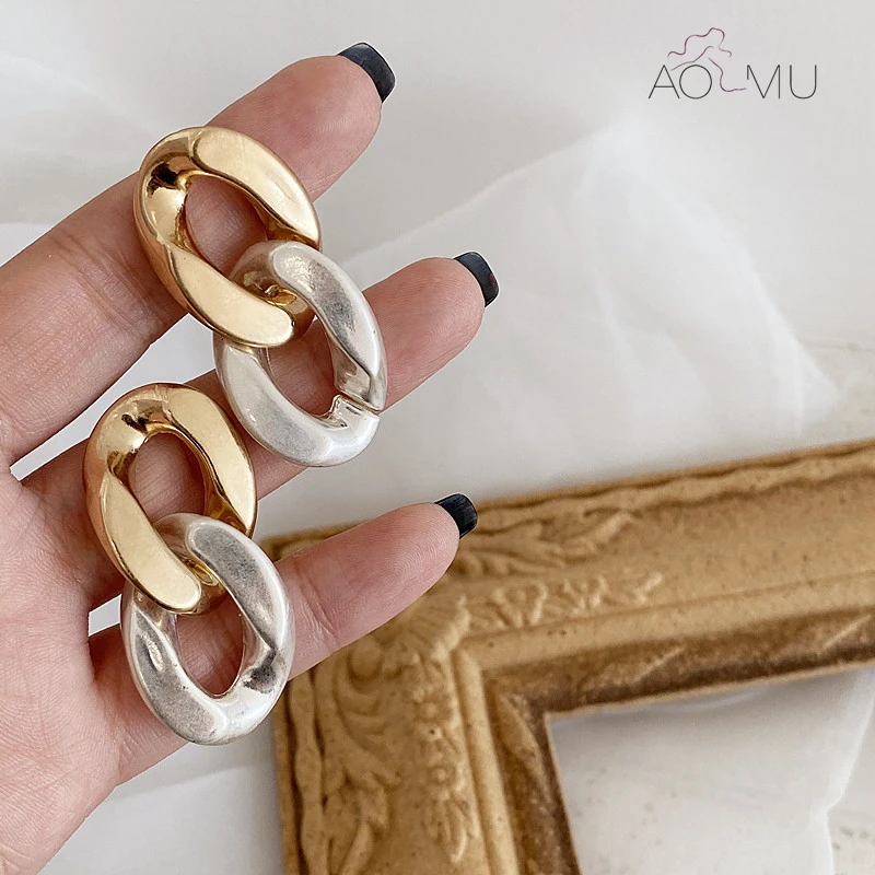 Женские Двухсторонние серьги AOMU металлические серьги-подвески с кисточками