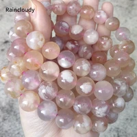 natural cherry blossom agate stone beads smooth round mixed charm flower gemstone for jewelry making diy women bracelet necklace