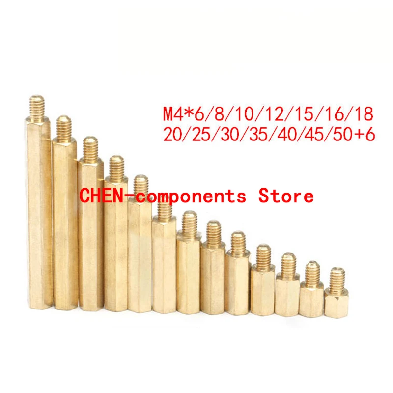 

10 шт. новый оригинальный одноголовый шестигранный Медный столб латунь M4 * 6/8/10/12/15/16/18/20/25/30/35/40/45/50 мм плюс 6