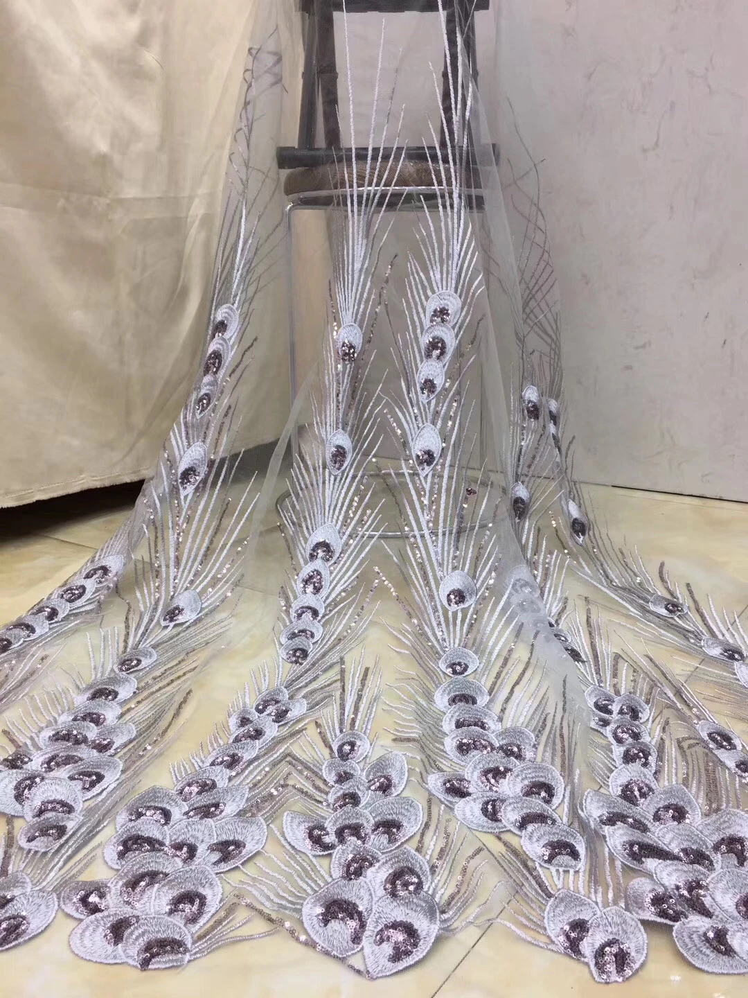 

The latest African sequined lace fabric 2020 high-quality lace fabric French Nigerian lace fabric wedding dress D3618