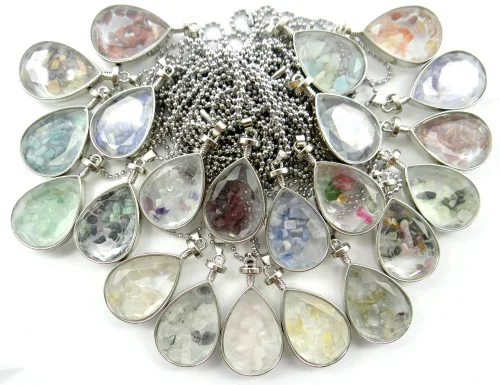 Подвеска из натурального камня и стекла для изготовления ювелирных изделий