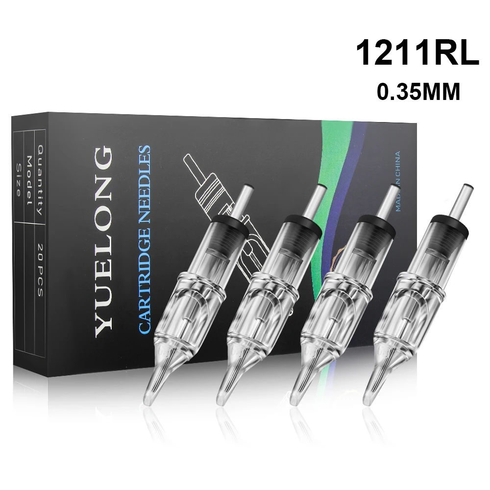 

YUELONG 20PCS Tattoo Cartridge Needle 11RL Round Liner 0.35mm Disposable Semi-Permanent Eyebrow Lip Makeup Cartridge Needles