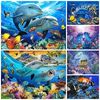 5d diy diamond painting beautiful seascape and dolphin full drill cross stitch residence decorative painting holiday gift