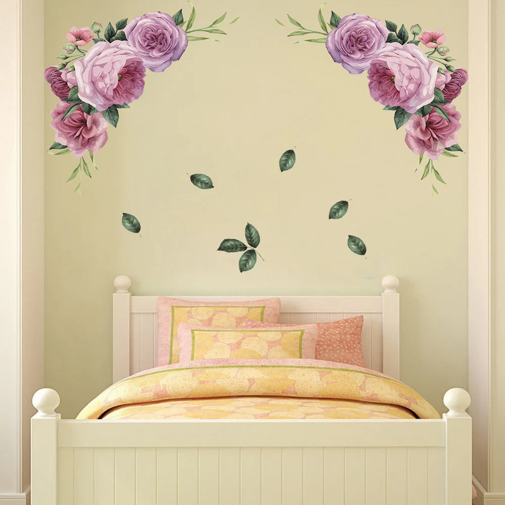 

Paint Style Big Pink Poney Flowers Wall Sticker for Living Room Kids Room Home Decoration Wall Decal Home Decor Wallpaper Mural