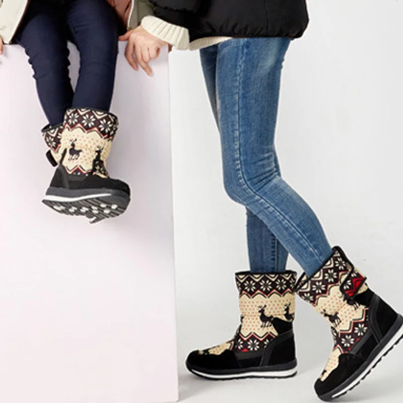

2021 New Winter Shoes Girls Waterproof Snow Boots -30 Degree Warm Plush Parent-Child Size 26-42 Childer's shoes Boots For Girl