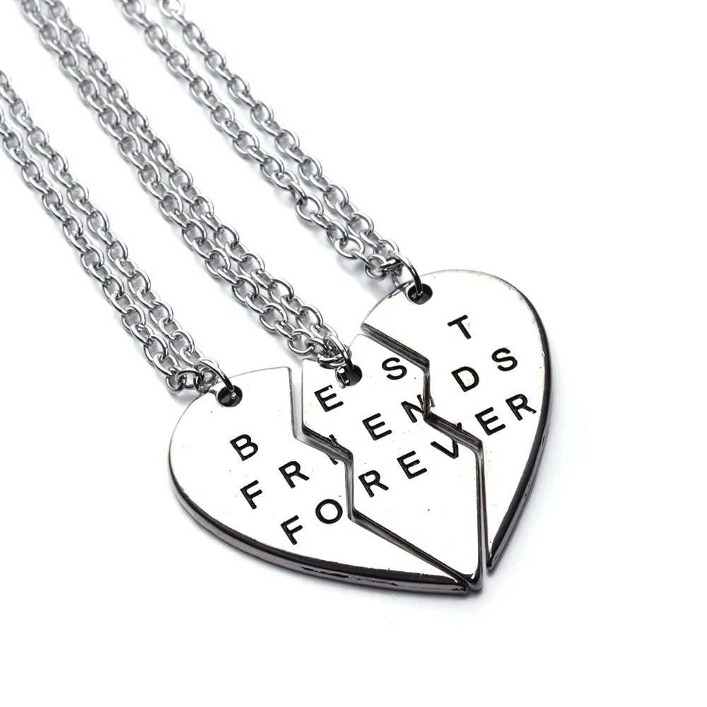 

3Set/Lot Collier Choker Necklace Heart Pendant Broken Best Friend Forever Link Chain Torque Women Jewelry Collares Mujer