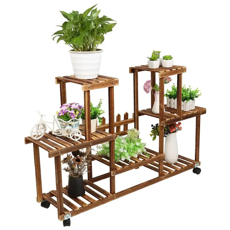 Твердая древесина угловая стойка для цветов с многослойным покрытием лестница