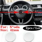 2 шт., металлические 3d-наклейки на руль Skoda, 42 мм