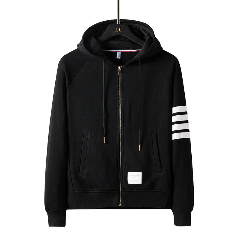 

YS5 spring and autumn men's cardigan sweater Korean fashion solid color hooded zipper casual sports couple sweater men