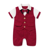 baby rompers for newborn boy clothes bow tie gentleman cotton fake vest romper jumpsuit infant outfit first birthday gift